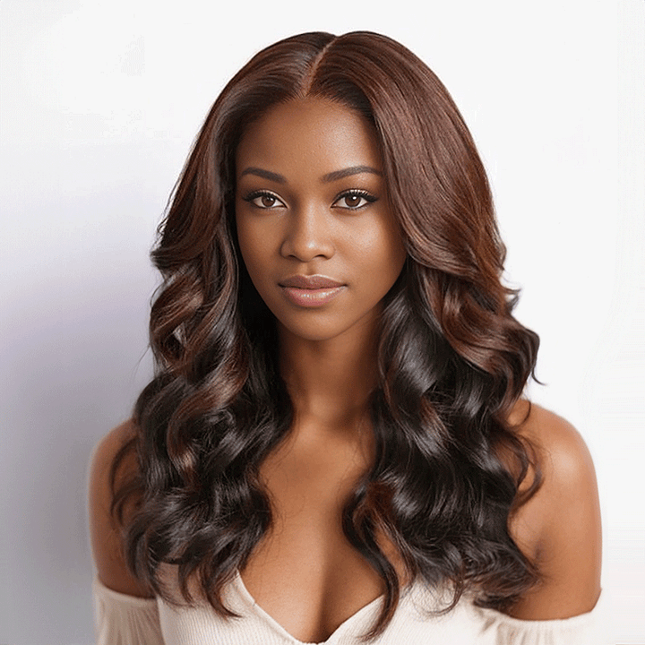 9x6 Glueless Peekaboo Bronze Marron Bob Perruque Sans Colle Lâches Body Wave