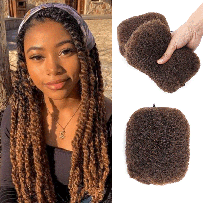 Afro Kinkys Couleur Auburn Foncé Vrac Cheveux Humains Pour Extensions Dreadlocks Loc Repair Tressage 