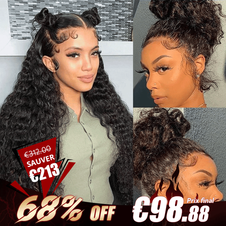 Flash Sale 360 Dentelle Perruque Noir Bouclé Cheveux Humains (Aucun cadeau gratuit n'est offert）