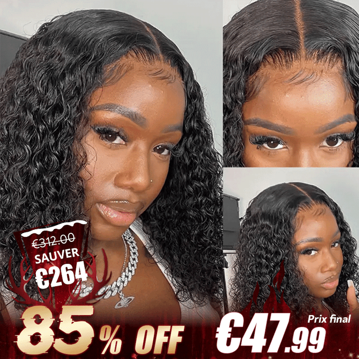 Flash Sale 5x5 T Part Dentelle Mignon Bob Perruque Cheveux Humains Bouclé(Aucun cadeau gratuit n'est offert) 