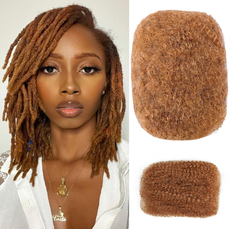 Afro Kinkys Couleur Brun Miel Vrac Cheveux Humains Pour Extensions Dreadlocks Loc Repair Tressage 